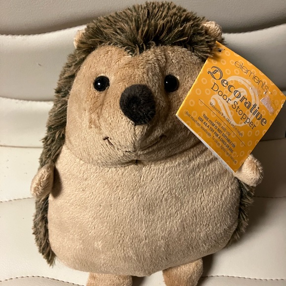 Elements Brown and Tan Plush Hedgehog Door Stopper - Picture 2 of 6